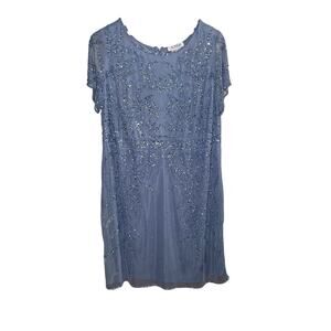 J Kara Women's Short Cap Sleeve Boat Neck Floral beaded Formal Dress Size 22